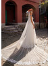 Cap Sleeves Glitter Ivory Lace Tulle Unusual Wedding Dress